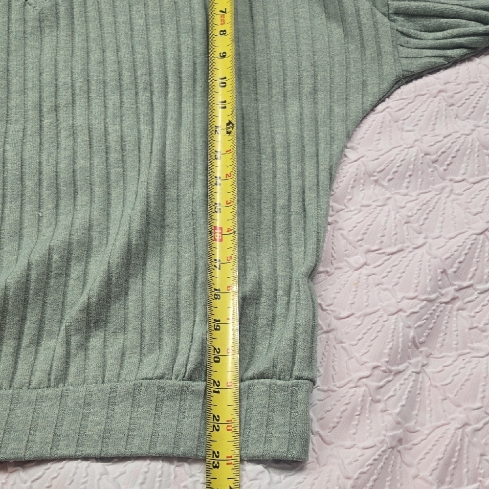 3/$10 Cozy V-Neck Ribbed Sweater - Light Green - Picture 5 of 6